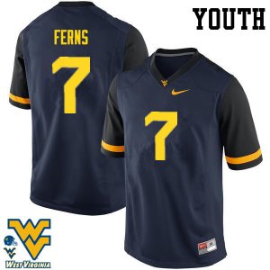 Youth West Virginia Mountaineers NCAA #7 Brendan Ferns Navy Authentic Nike Stitched College Football Jersey BP15U76YO